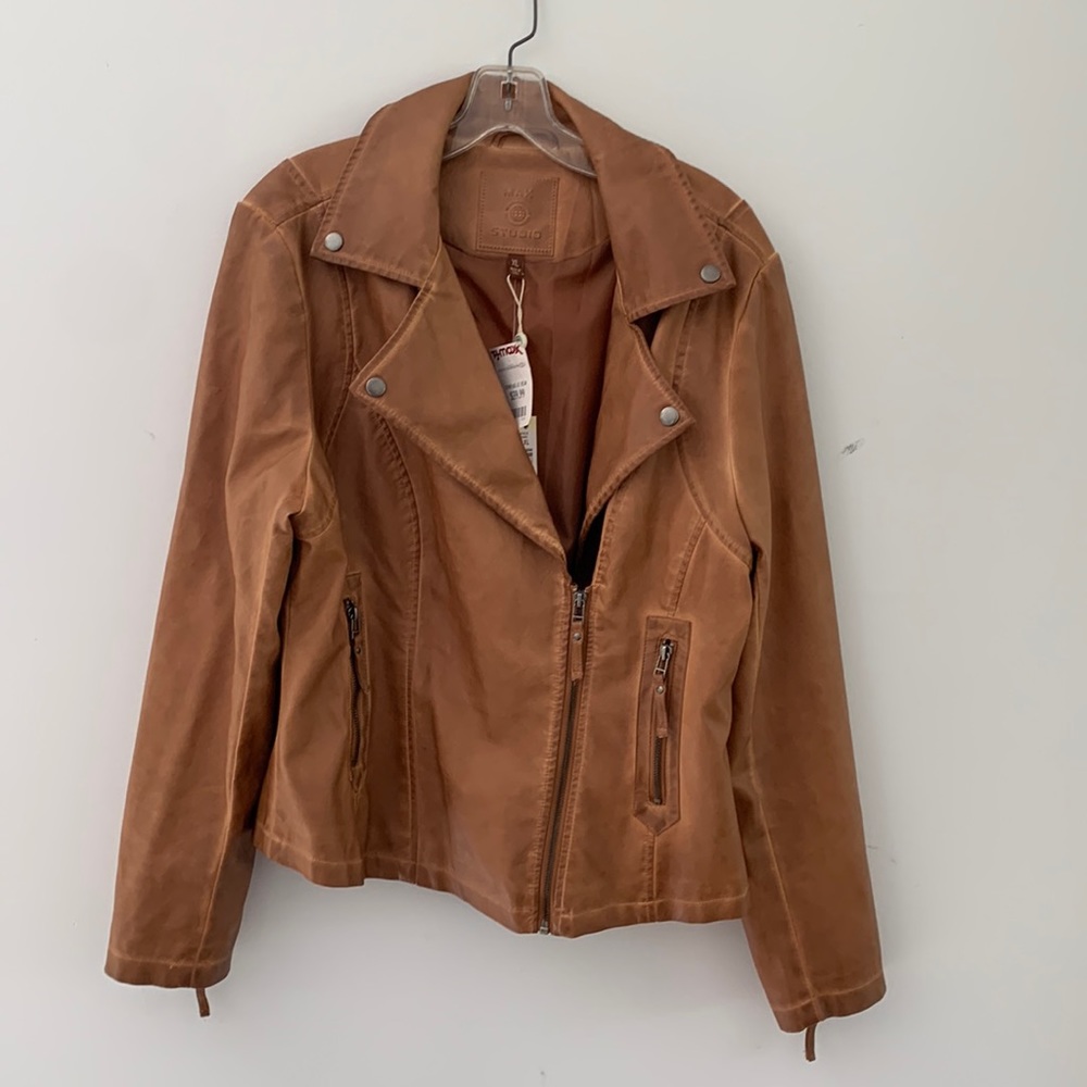 Max studios brown leather jacket